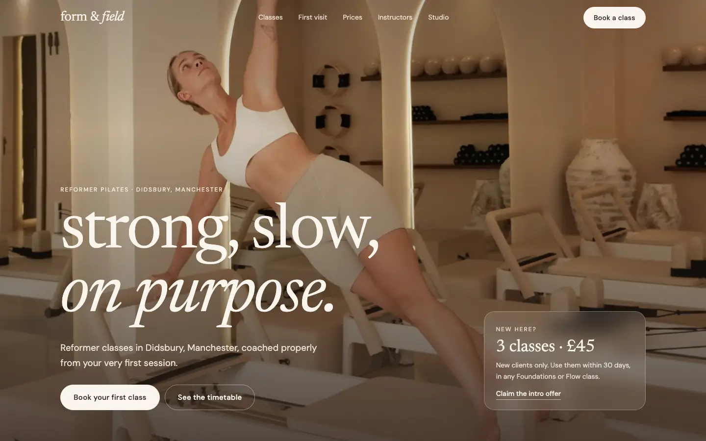 The Form & Field Pilates sample site